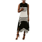 Women's Asymmetrical Striped Maxi Dress