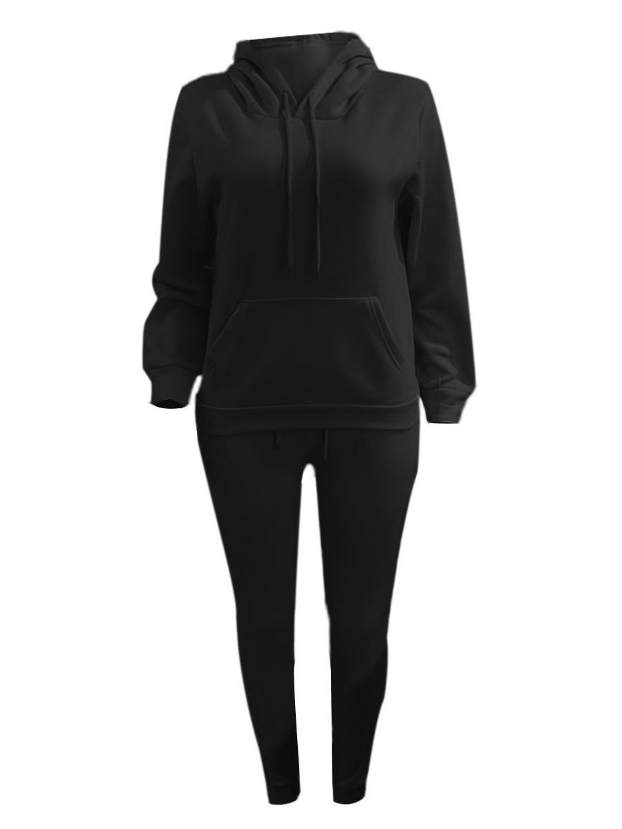 Men's casual jogging suit set with hoodie kangaroo pocket and tapered jogging pants