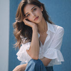 Elegant Cotton Blouse with Ruffle Details