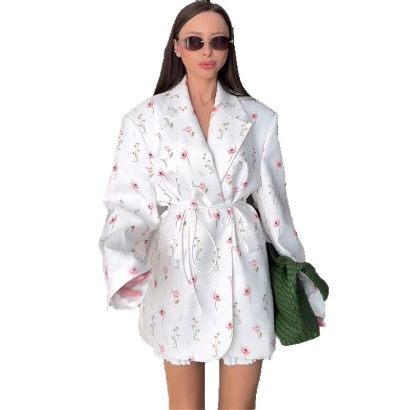 Women's Elegant Blazer Jacket with Floral Details