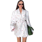 Women's Elegant Blazer Jacket with Floral Details