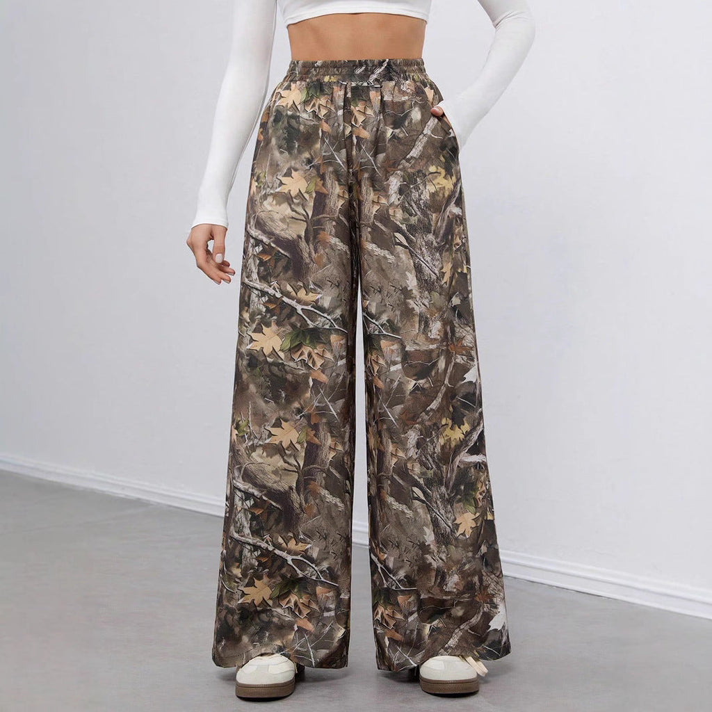 Women's Casual Palazzo Pants in Modern Camouflage