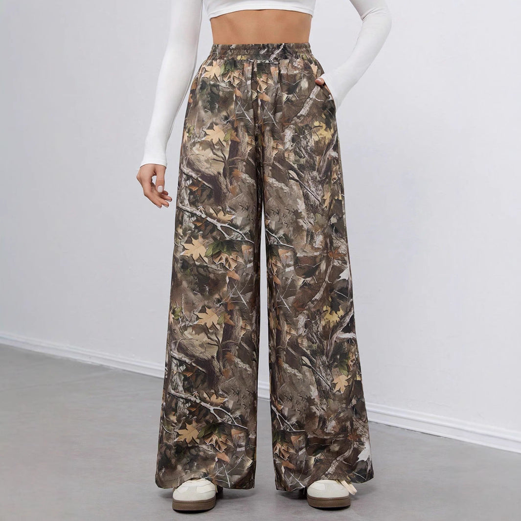 Women's Casual Palazzo Pants in Modern Camouflage