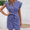 Women's Short Jumpsuit with Fashionable Stripes