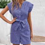 Women's Short Jumpsuit with Fashionable Stripes