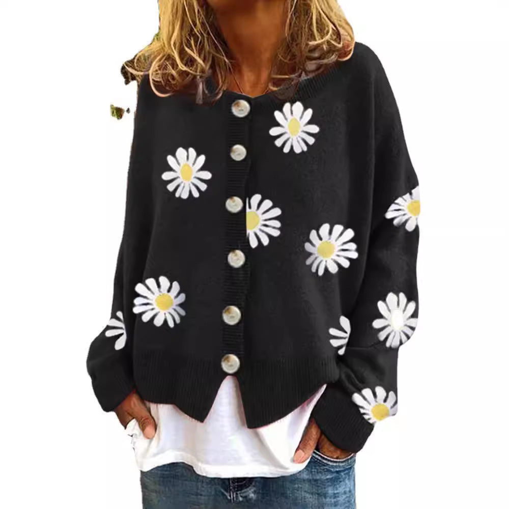 Women's Casual Floral Cardigan with Button Details