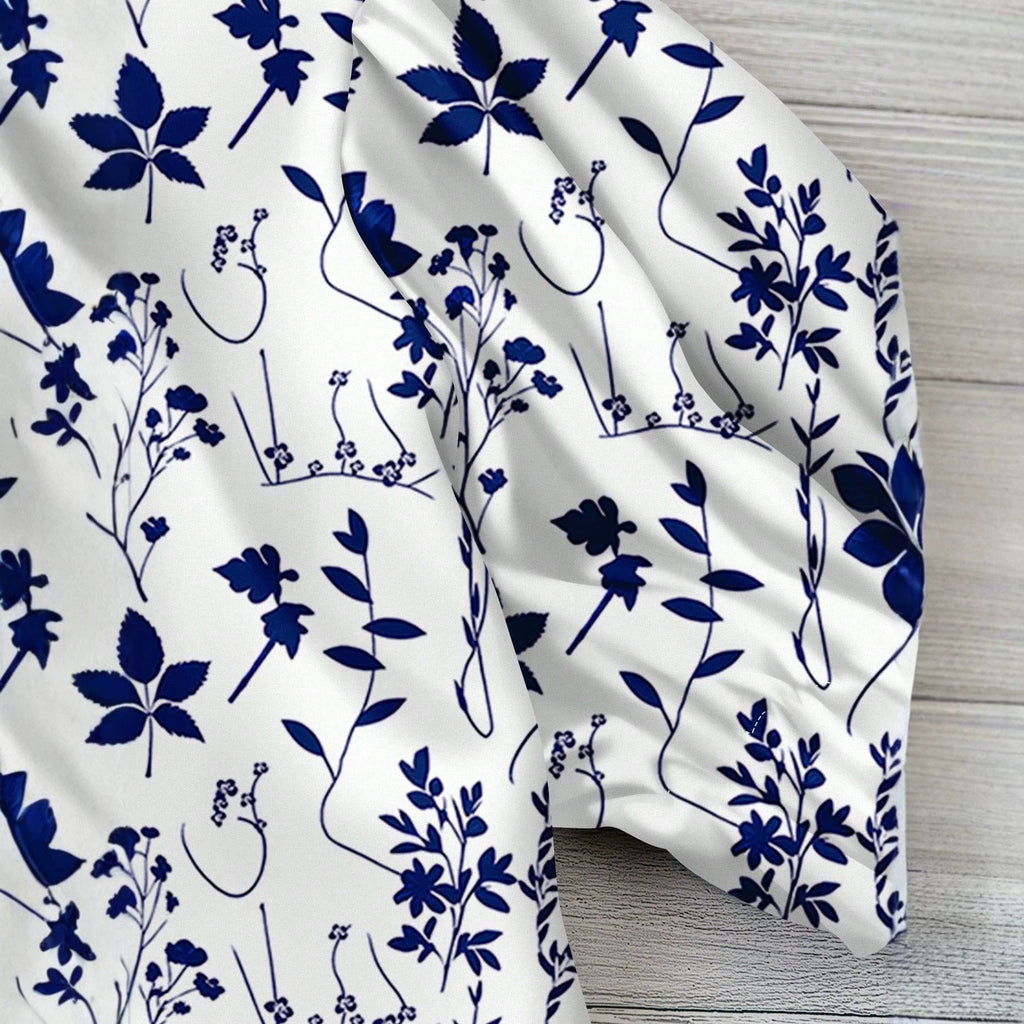 Women's Floral Print Short Sleeve Blouse