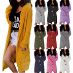 Women's Chunky Knit Coat with Hood and Pockets
