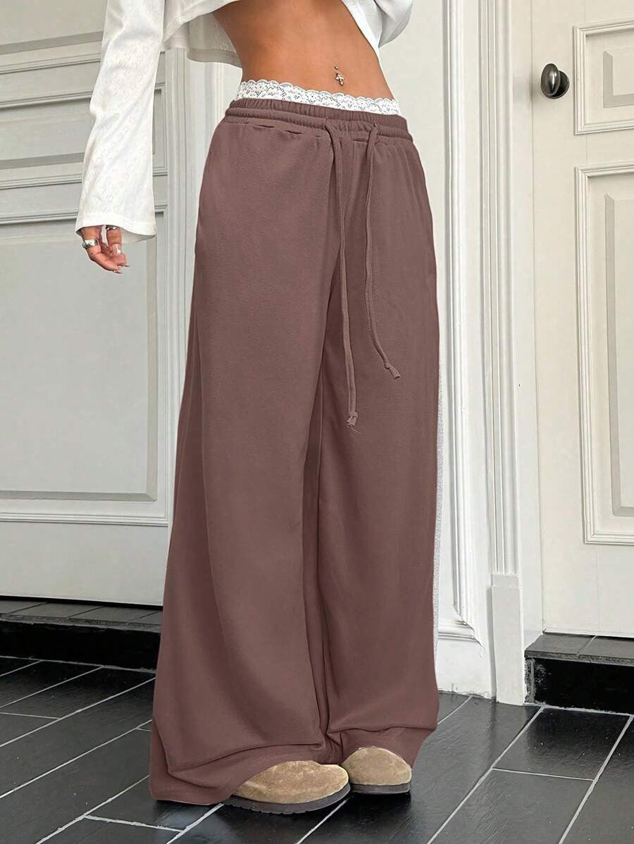 Women's Comfortable Wide-Leg Casual Pants with Elastic Waistband