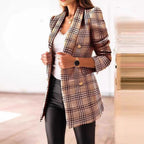 Women's Elegant Tweed Blazer with Double-Button Row and Textured Finish