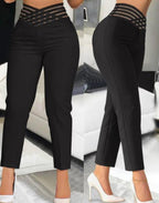 High-Waisted Trousers with Decorative Detail