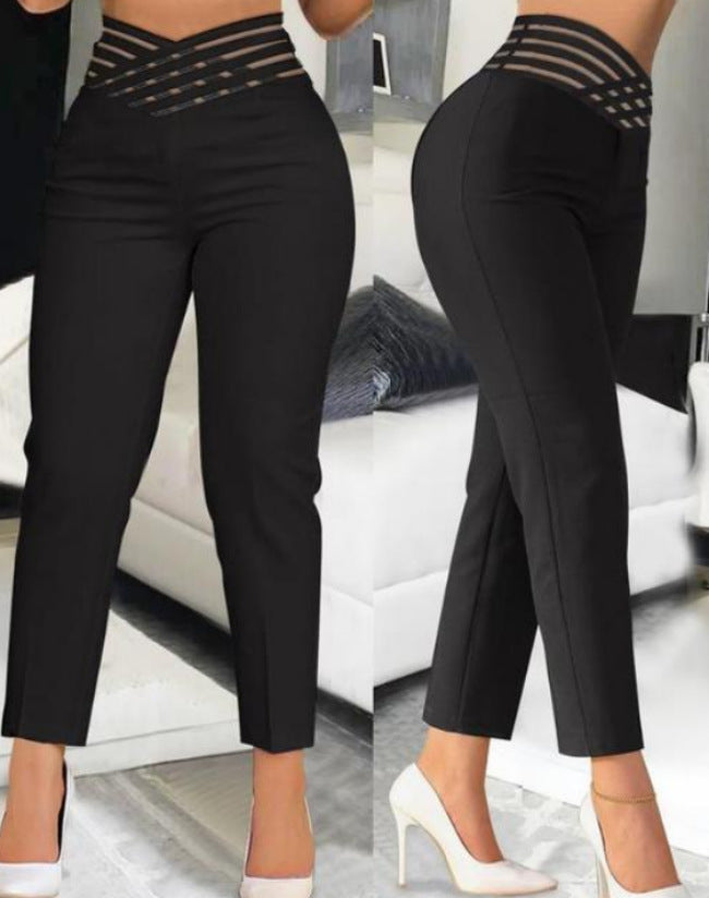 High-Waisted Trousers with Decorative Detail