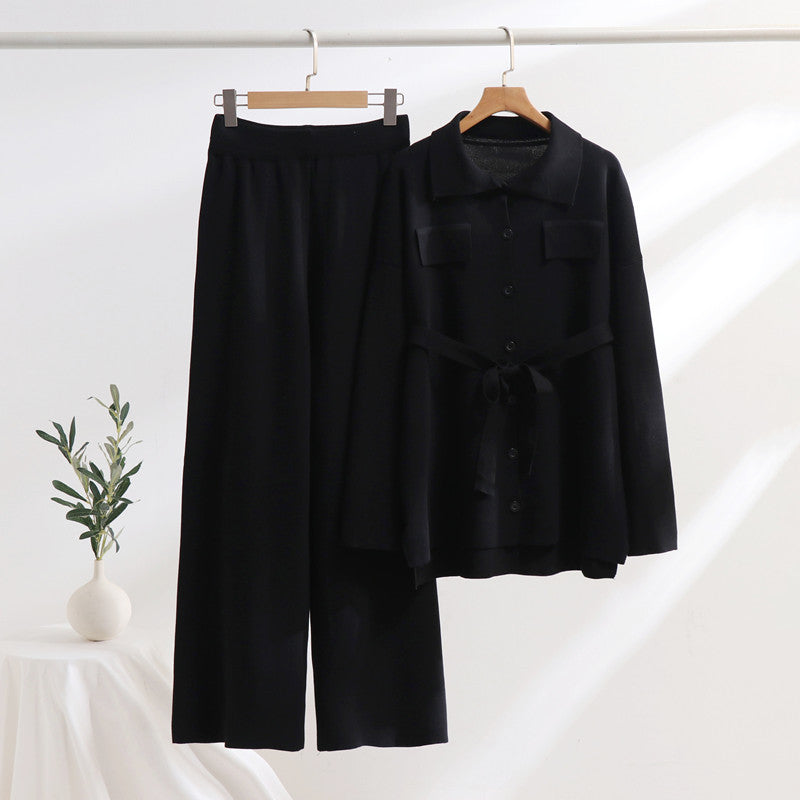 Women's Comfortable Two-Piece Set with Tie Detail and Casual Fit