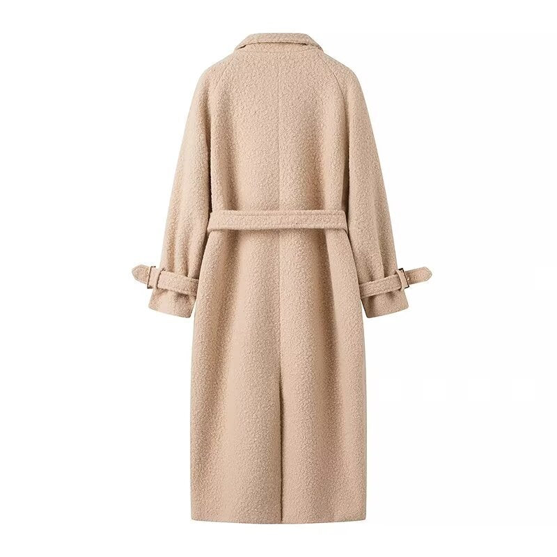 Women's Elegant Wool Coat with Belt Detail