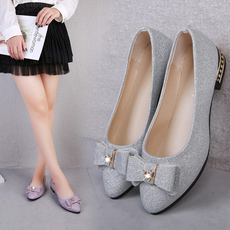 Women's Ballet Flats with Decorative Bow Design