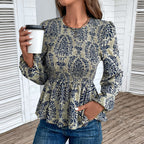 Elegant Floral Puff Sleeve Blouse