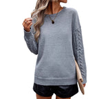 Cozy Women's Sweater with Detailed Knit Sleeves