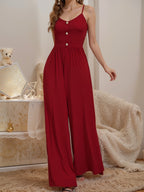 Women's Jumpsuit with Button-Up Top and Wide Leg