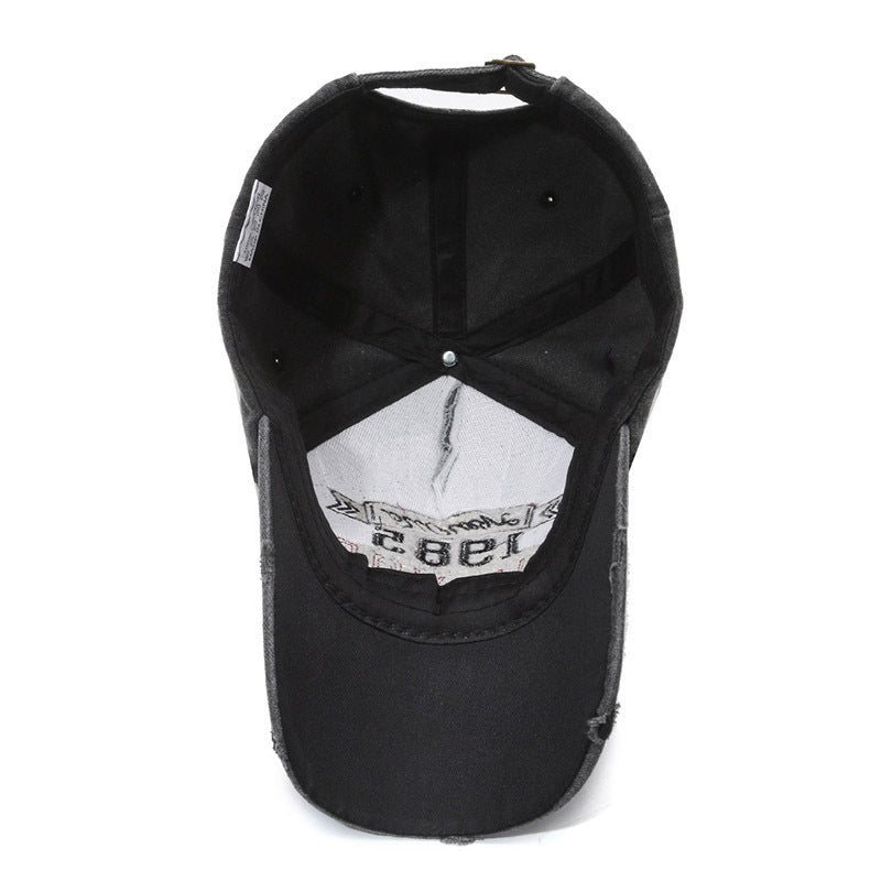 Men's Distressed Cotton Graphic Baseball Cap