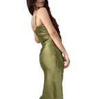 Women's Elegant Evening Gown with Draping and Side Slit