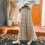 Women's Maxi Skirt with Ribbed Design and Elastic Waistband