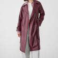 Women's Faux Leather Trench Coat with Elegant Cut