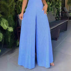 Women's Keyhole Neckline Wide-Leg Jumpsuit