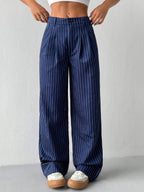 Women's Elegant Wide-Leg Striped Trousers