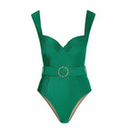 Women's Swimwear Set with Draping and Belt