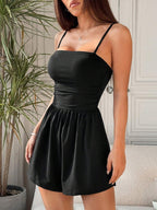 Women's Casual Jumpsuit with Adjustable Spaghetti Straps and Elastic Waist