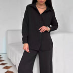 Casual Women's Oversized Blouse with Pockets