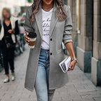 Women's Elegant City Coat with Slim Lapel and Practical Pockets