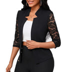 Women's Blazer Jacket with Lace Inserts