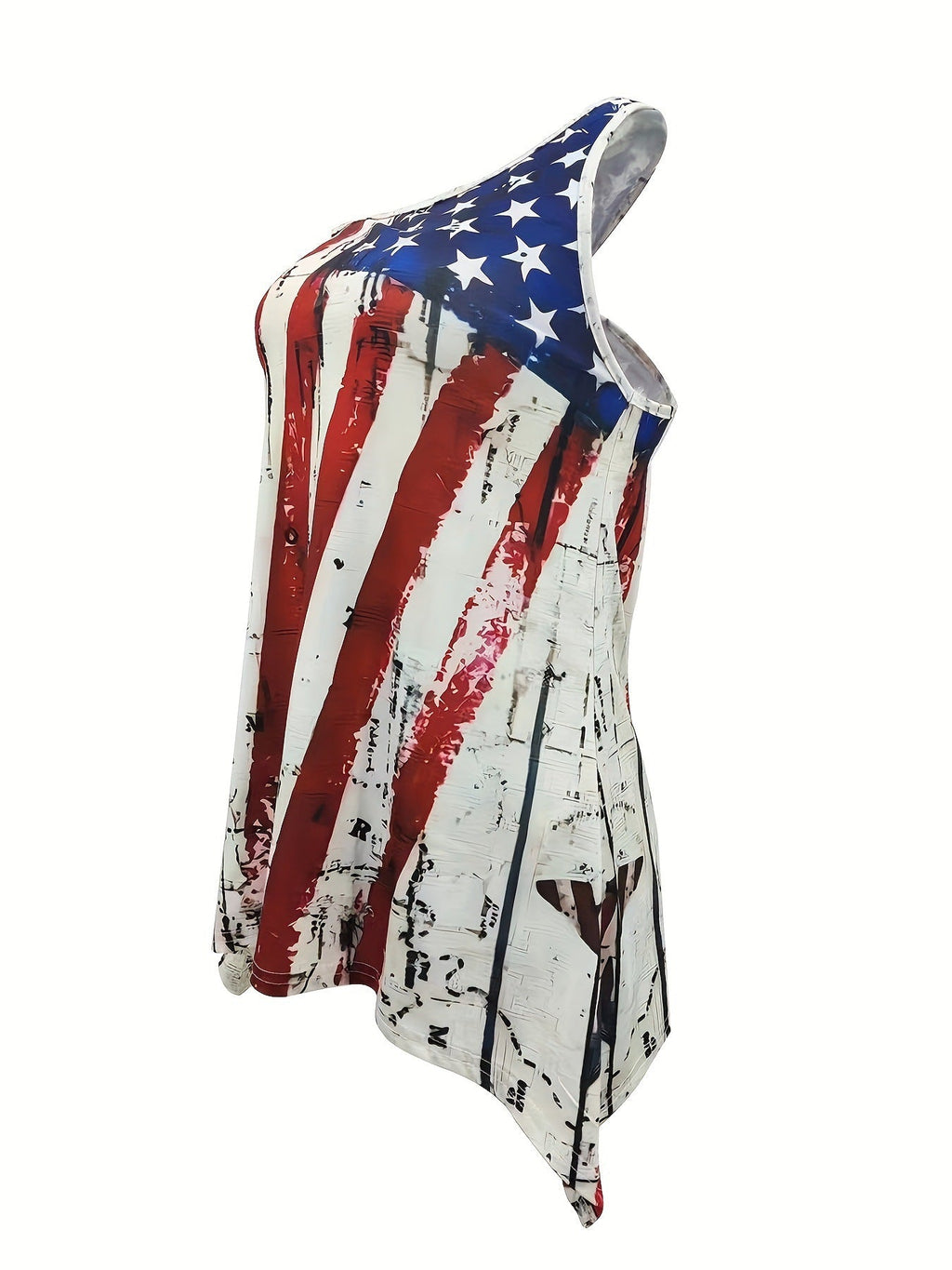 Women's Sleeveless Asymmetrical Flag Print Top