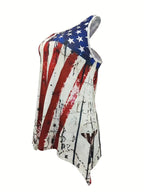 Women's Sleeveless Asymmetrical Flag Print Top