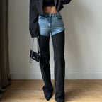 Women's High-Waist Jeans with Asymmetric Design