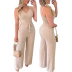 Women's Wide-Leg Jumpsuit with Sash