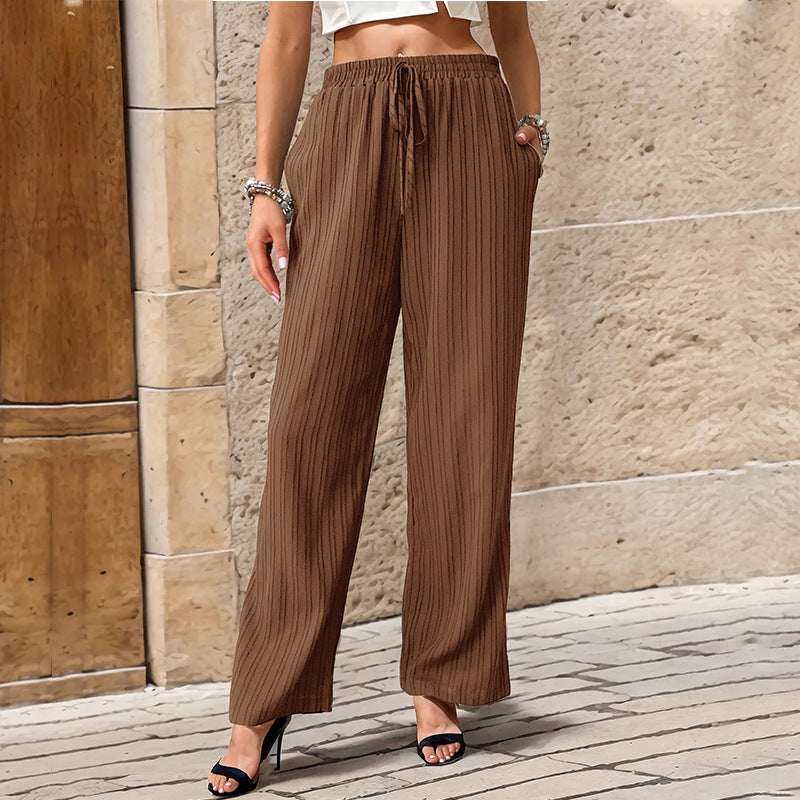 Women's Elastic Waist Pants with Side Pockets