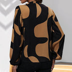 Women's Blouse with Fashionable V-Neck and Unique Pattern