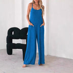 Women's Airy Jumpsuit with Pockets and Spaghetti Straps