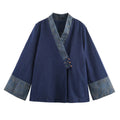 Women's Elegant Asian-Style Combination Jacket with Kimono Details