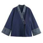 Women's Elegant Asian-Style Combination Jacket with Kimono Details