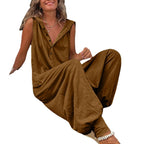 Casual Women's Jumpsuit with Button Closure and Side Pockets
