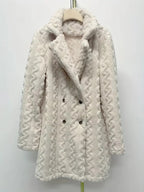 Women's Textured Hooded Coat with Large Buttons