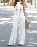Women's Elegant and Airy Wide-Leg Ensemble