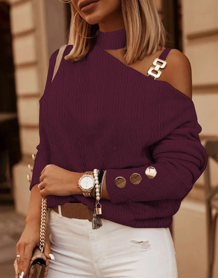 Women's Asymmetrical Pullover with Subtle Details