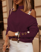 Women's Asymmetrical Pullover with Subtle Details