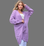 Women's Chunky Knit Cardigan with Spacious Pockets and Open Front