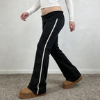 Women's Flowy Palazzo Trousers with High Waist and Decorative Eyelets