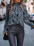 Elegant Blouse with Refined Collar and Animal Print